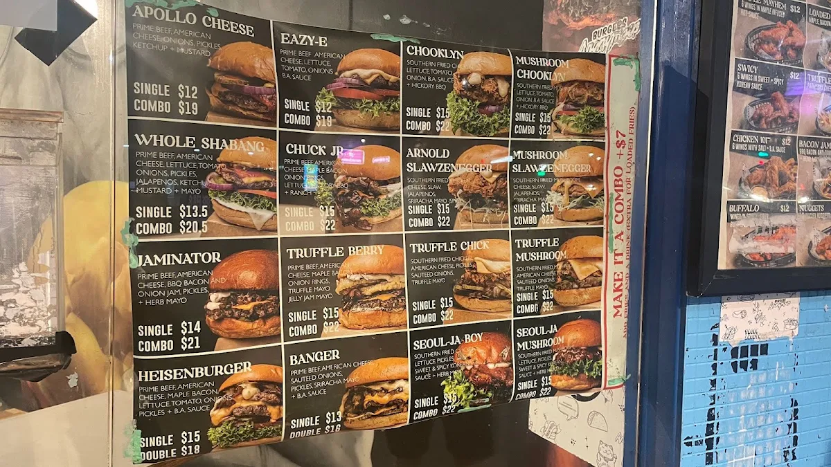 Menu, Burgers Anonymous