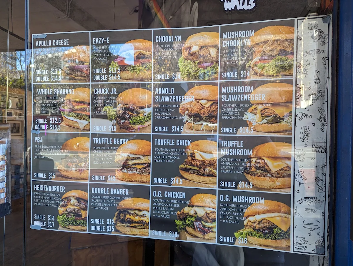 Menu, Burgers Anonymous
