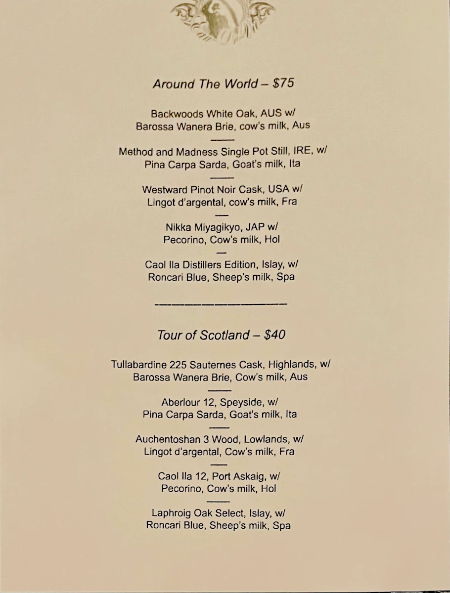 Menu, Eau De Vie Melbourne