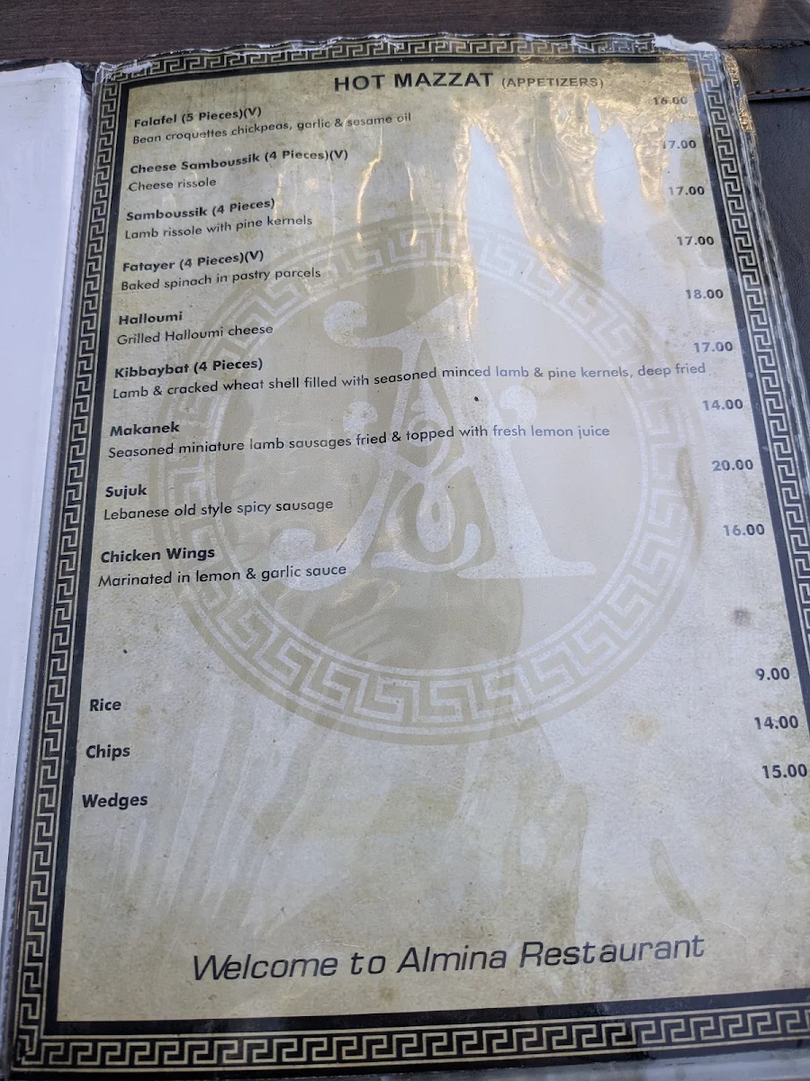 Menu, Almina