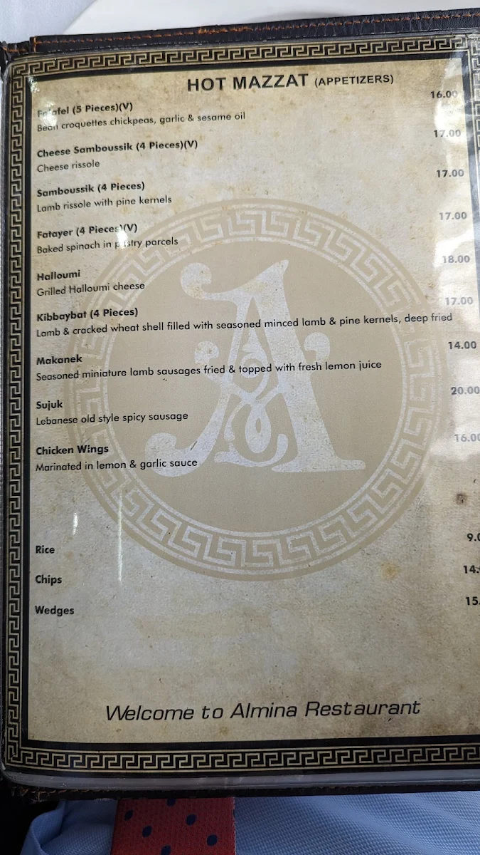 Menu, Almina