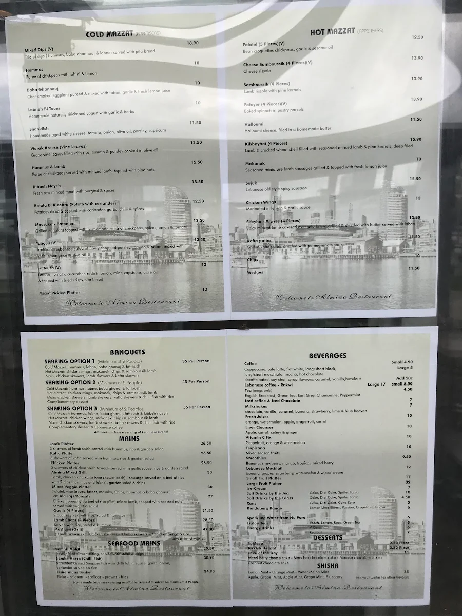 Menu, Almina