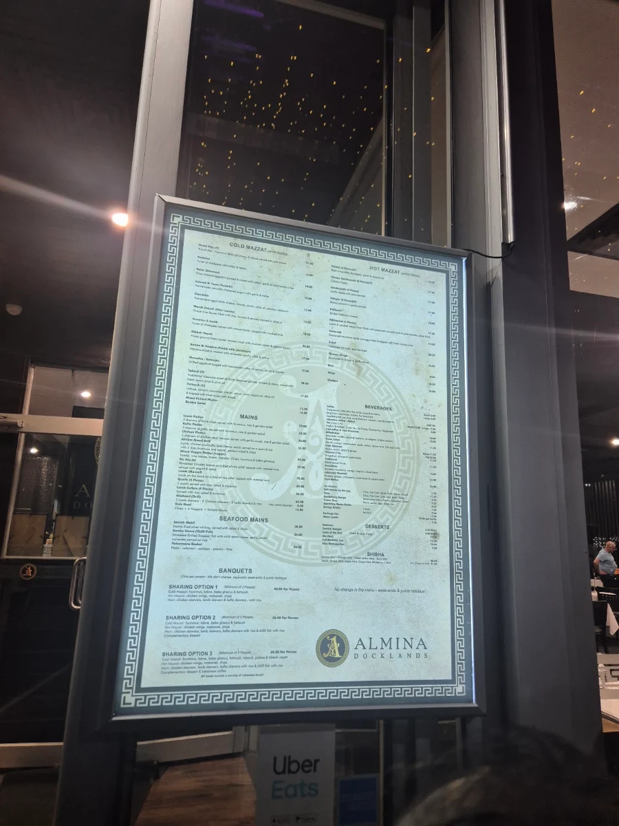 Menu, Almina