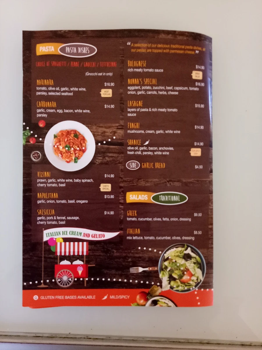 Menu, Pinolos Pizza & Pasta