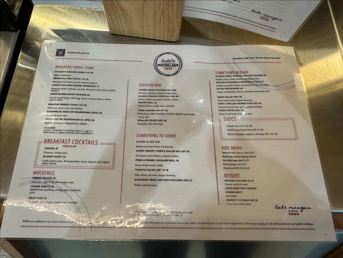 Menu, Luke's Bistro & Bar