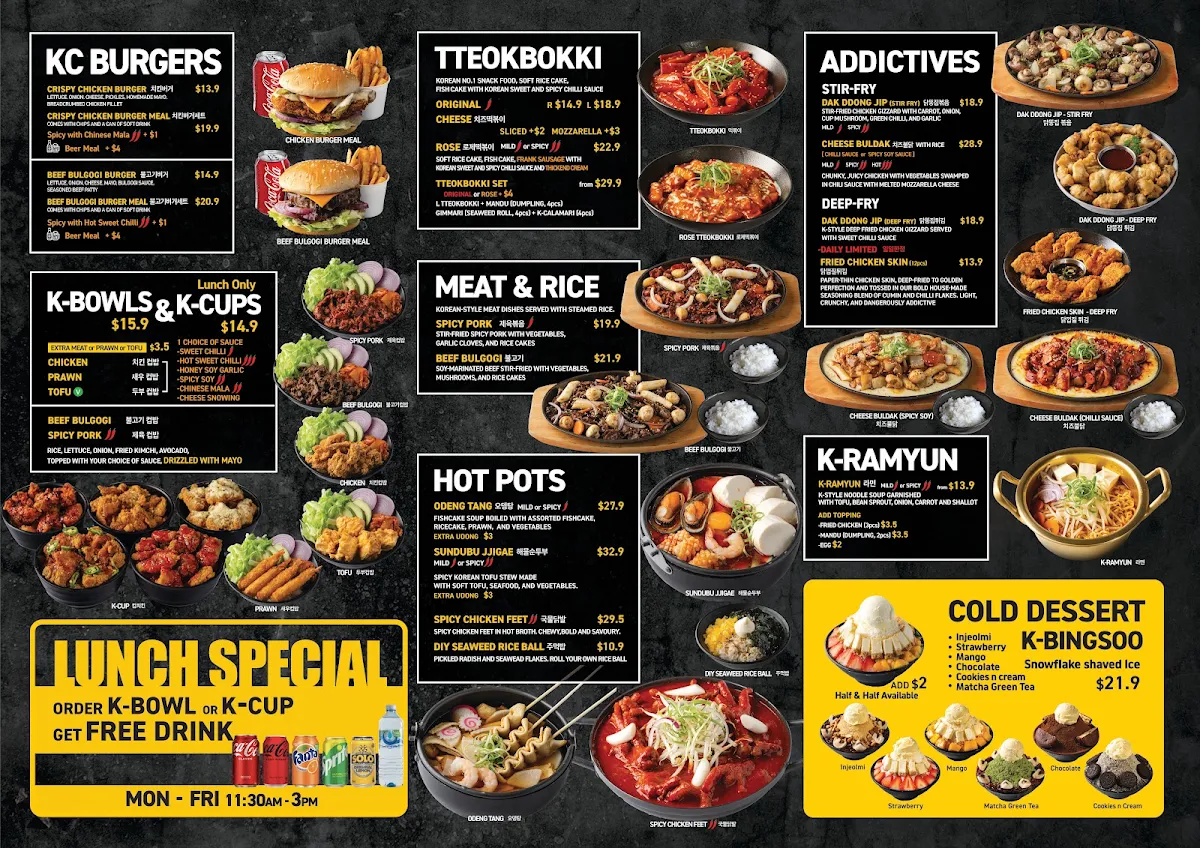 Menu, Korean Chicken & (Cannon Hill)