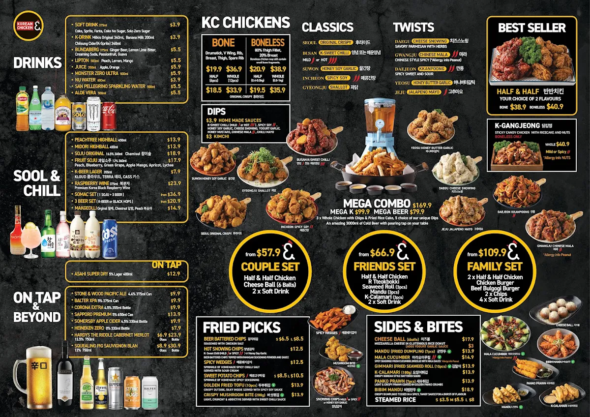 Menu, Korean Chicken & (Cannon Hill)
