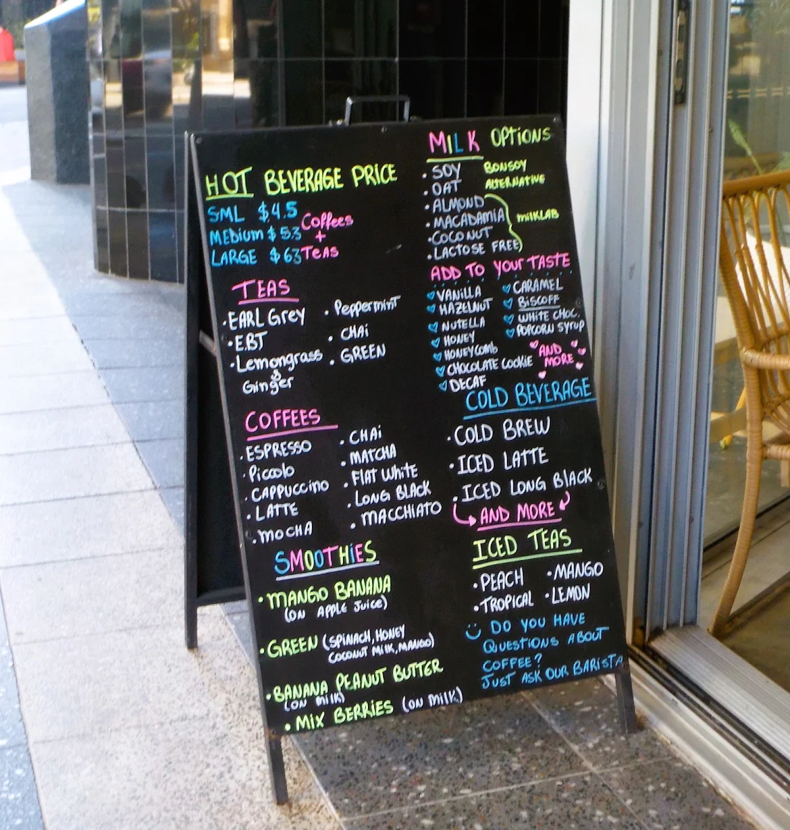 Menu, EMC cafe