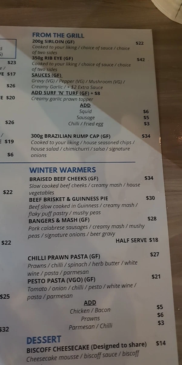 Menu, The Morley Local