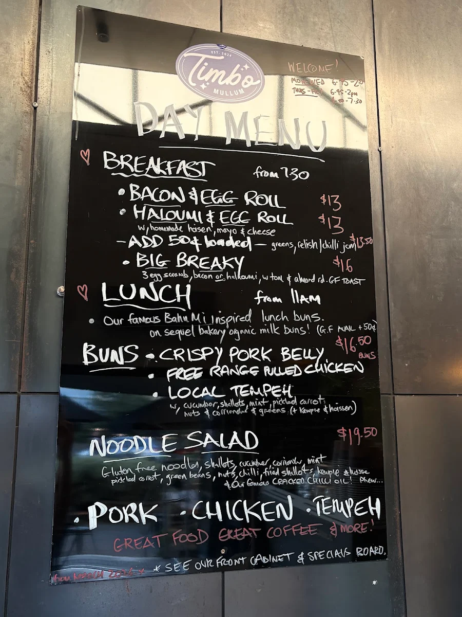 Menu, Timbo Mullum