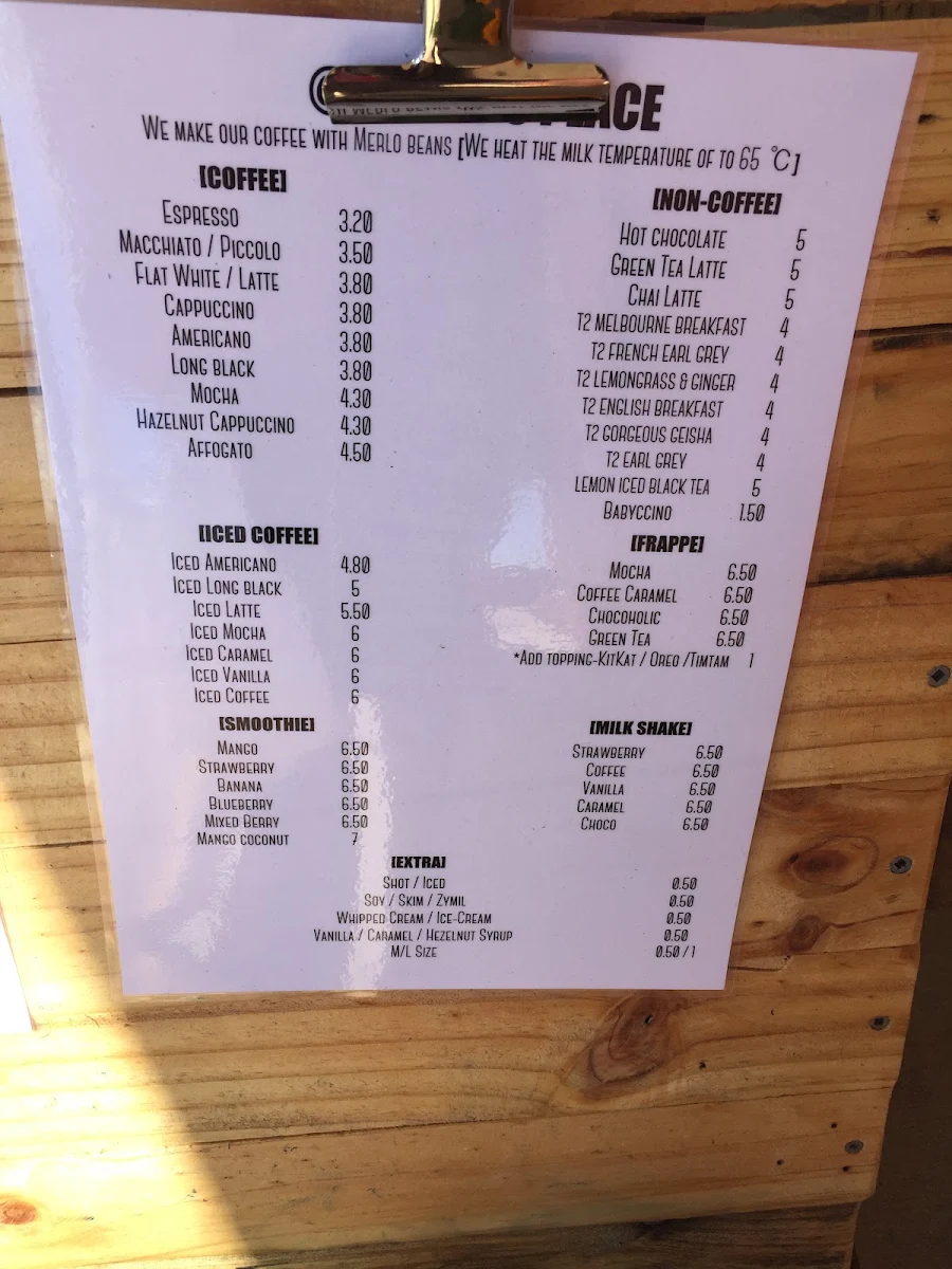 Menu, @ James's Place