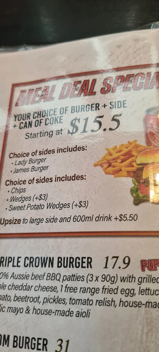 Menu, @ James's Place