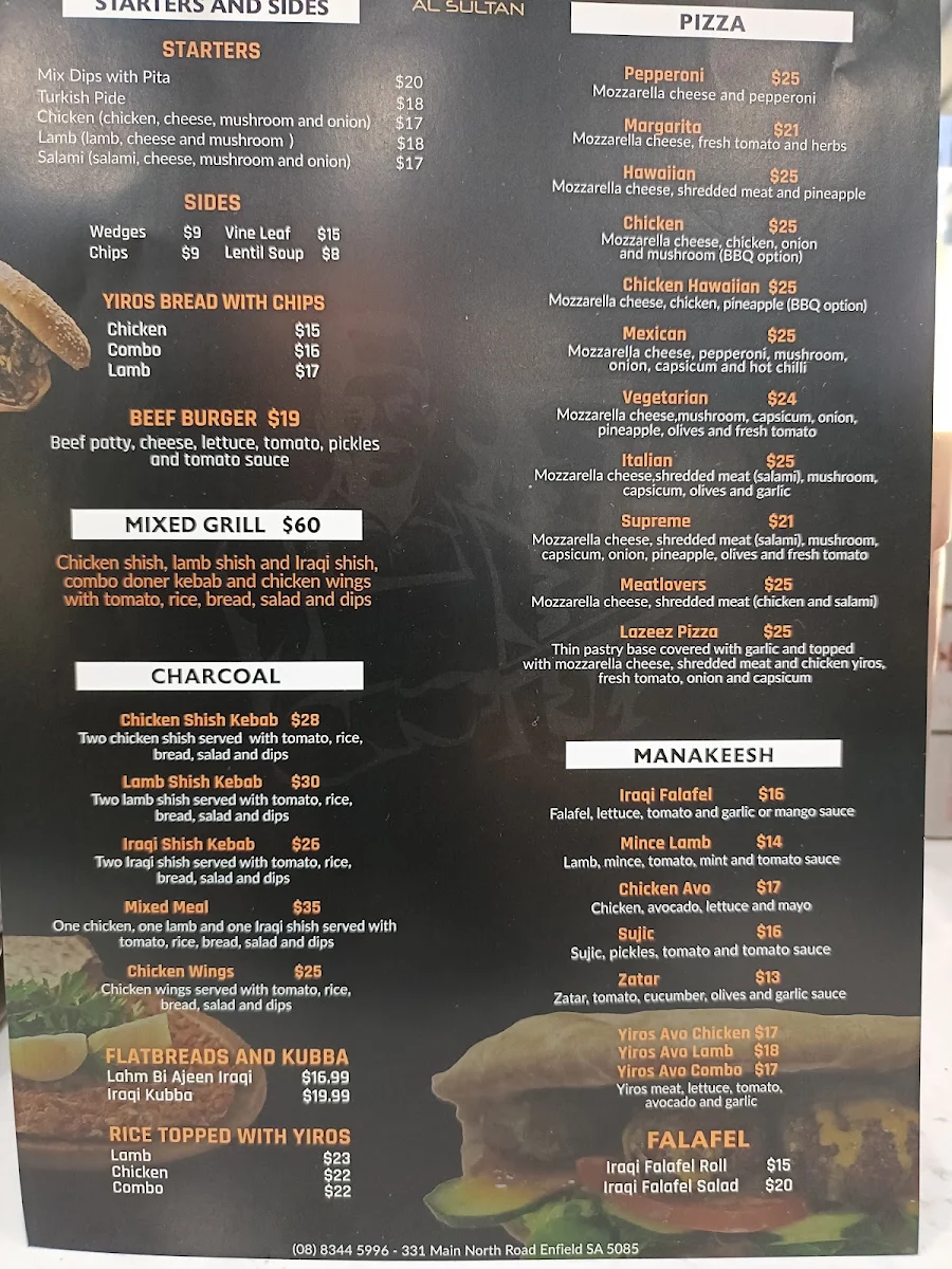 Menu, Al Sultan Restaurant & Shisha Lounge