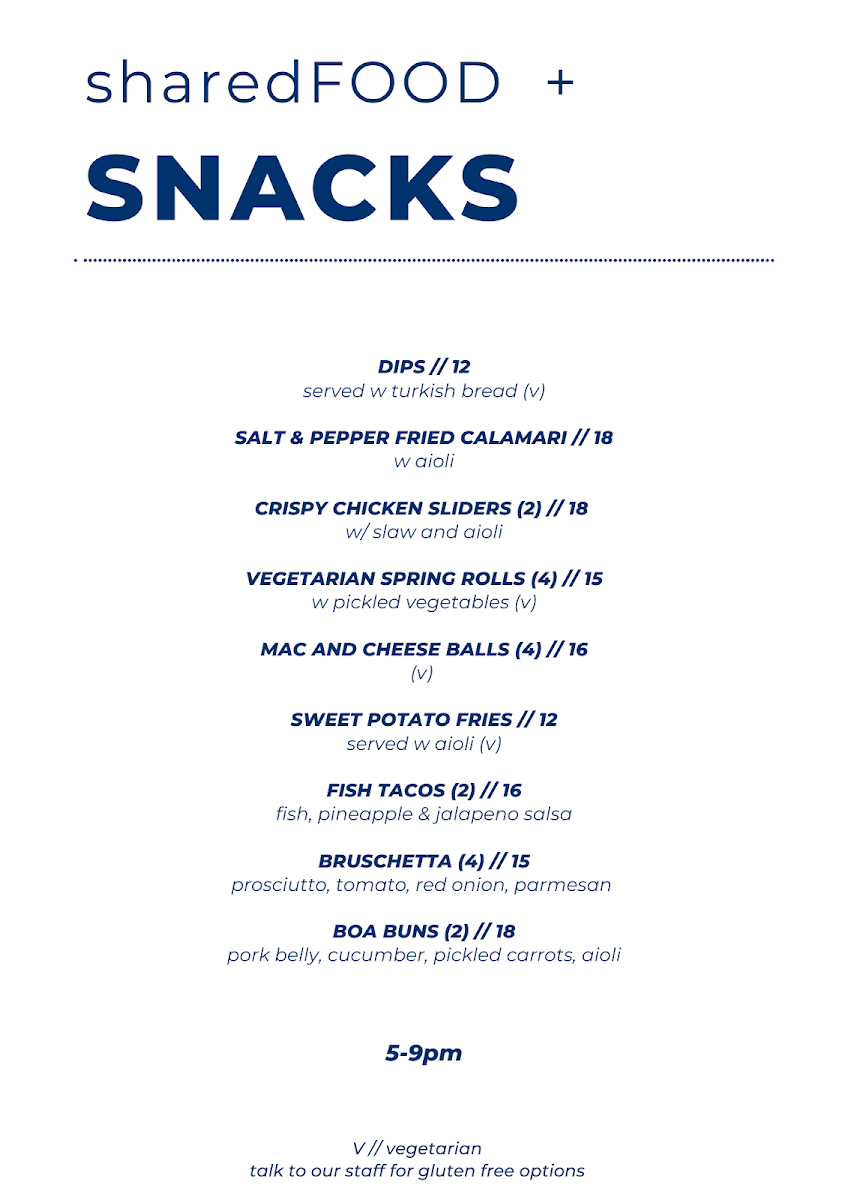 Menu, Downtown Shepparton