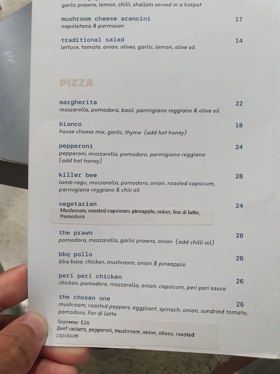 Menu, Pastarito