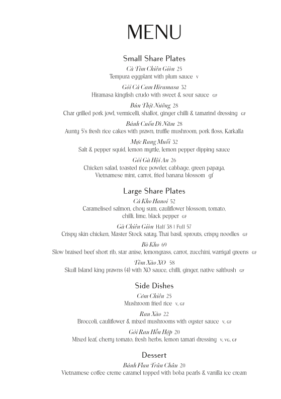 Menu, Botanic House