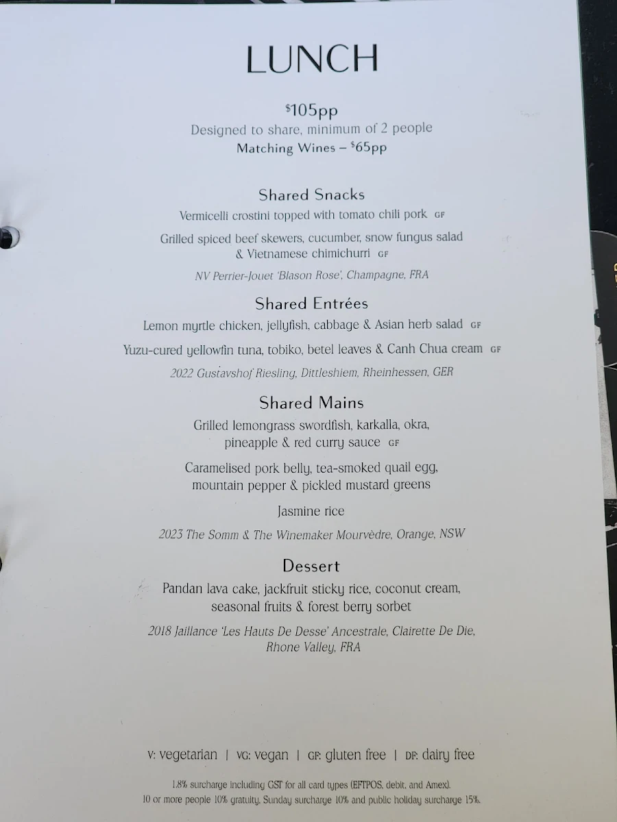 Menu, Botanic House