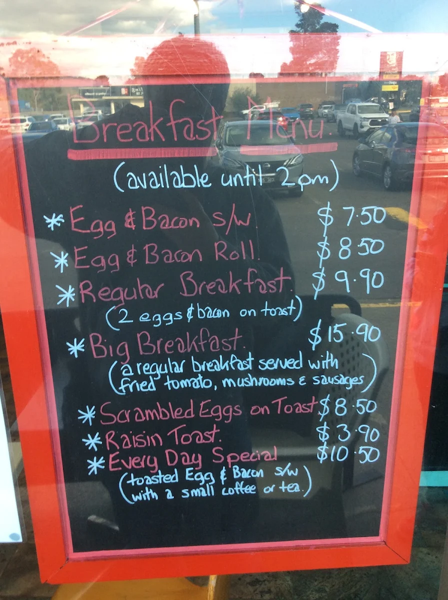 Menu, White Cockatoo Cafe