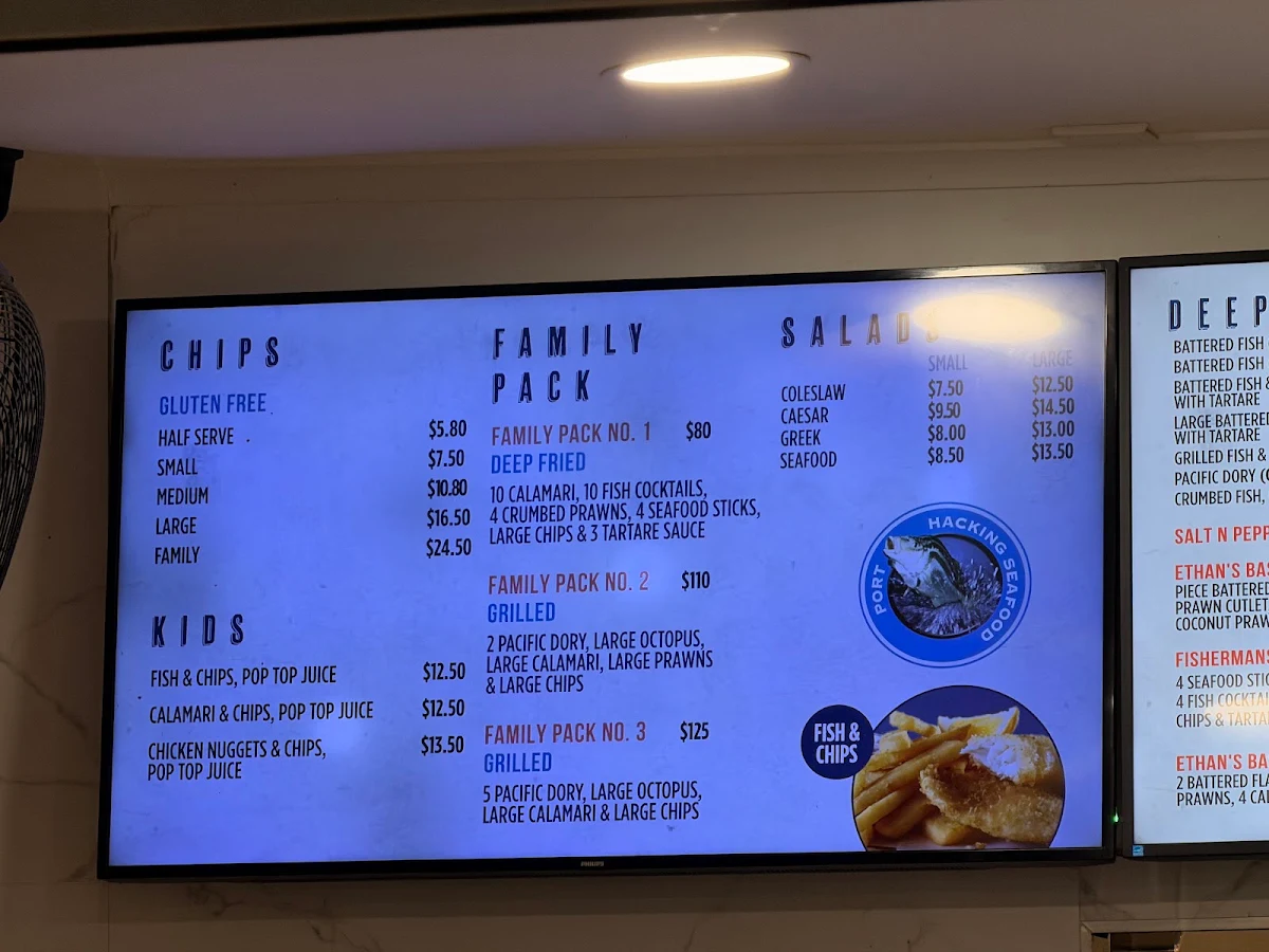 Menu, Port Hacking Seafood