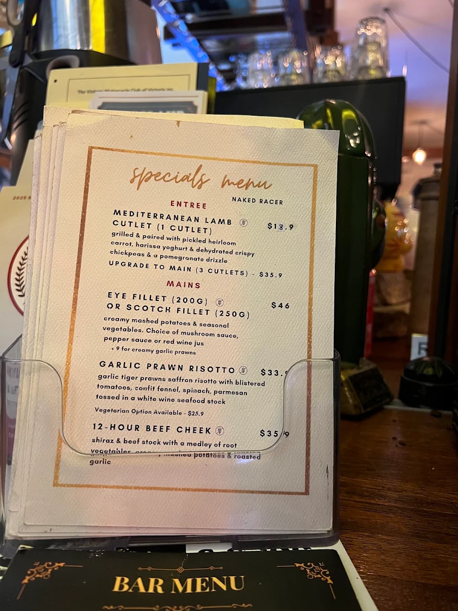 Menu, Naked Racer
