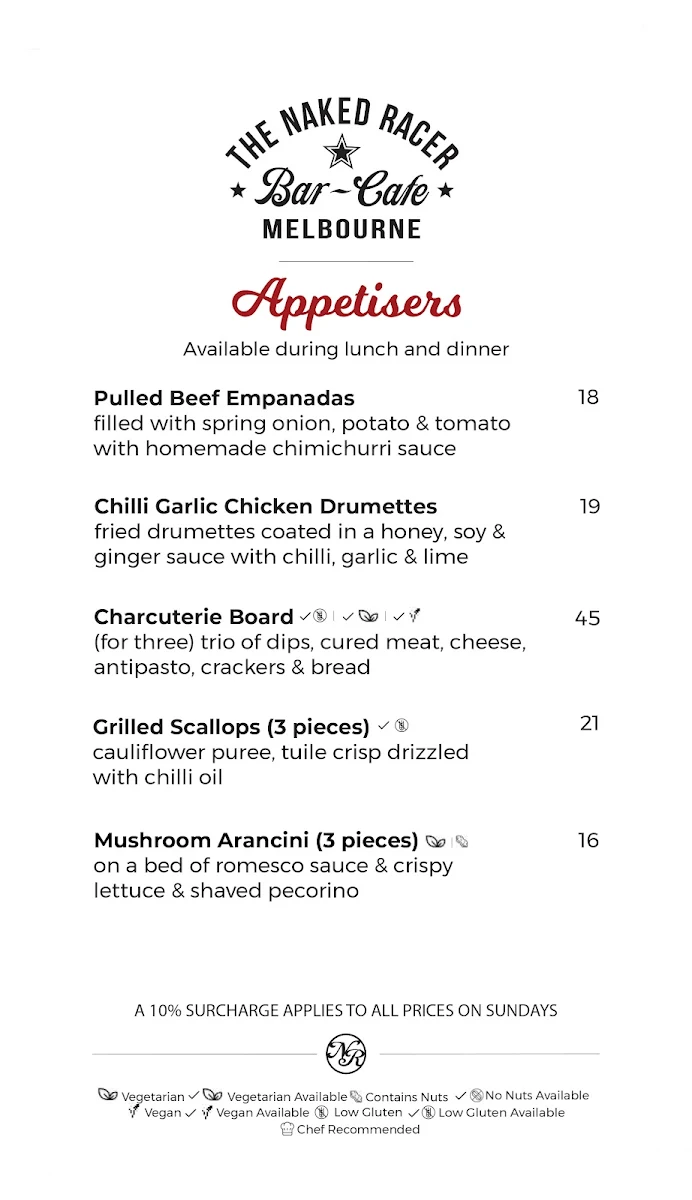 Menu, Naked Racer