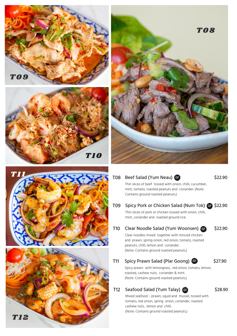 Menu, Saowanee's Place Thai Restaurant