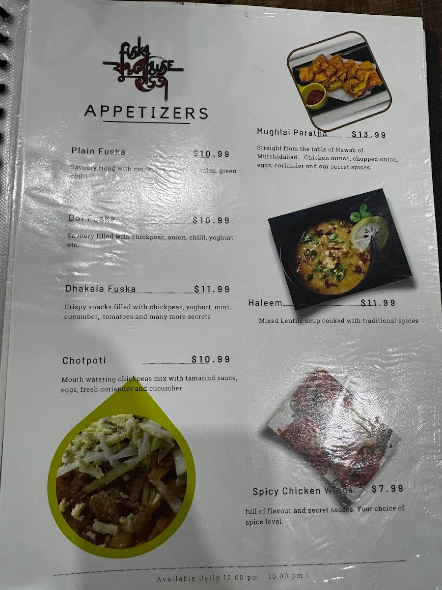 Menu, FUSKA HOUSE ST Marys