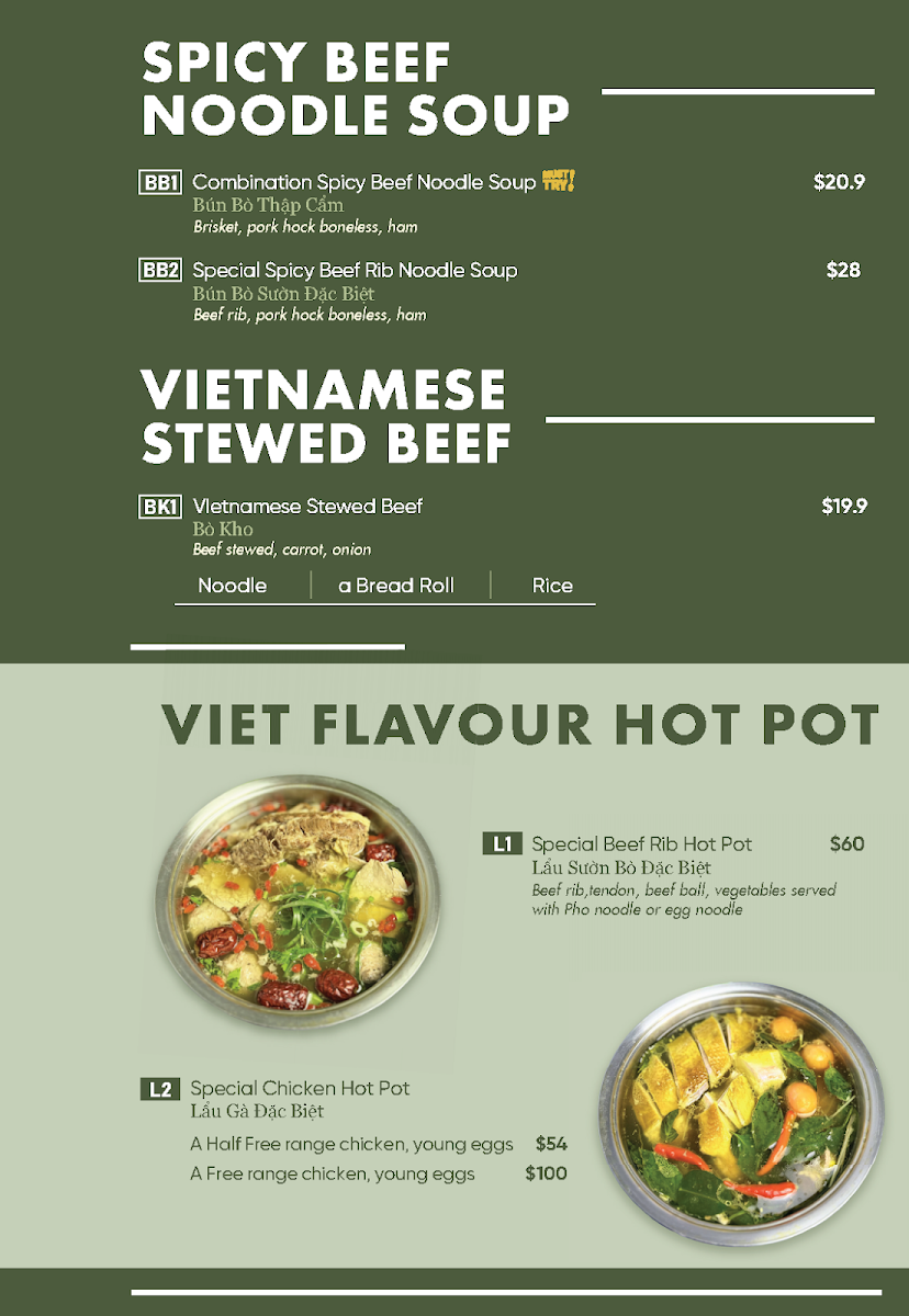 Menu, Viet Flavour QLD - Vietnamese Restaurant