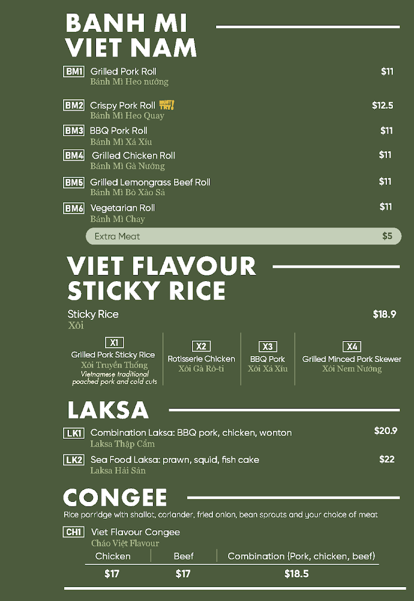 Menu, Viet Flavour QLD - Vietnamese Restaurant