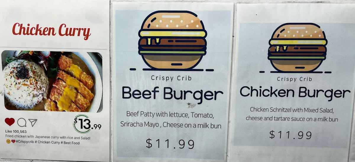 Menu, Crispy Crib Food Truck Blacktown