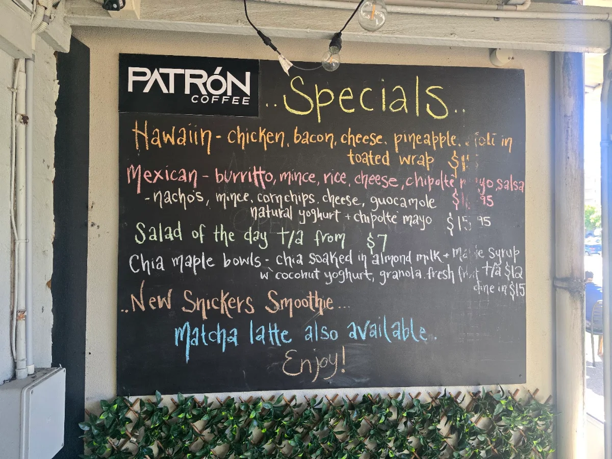 Menu, Patrón Coffee