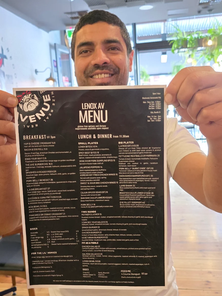 Menu, Lenox Avenue Rundle Street