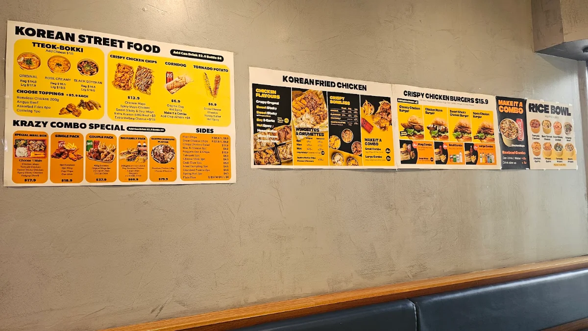 Menu, Krazy Bird Mittagong