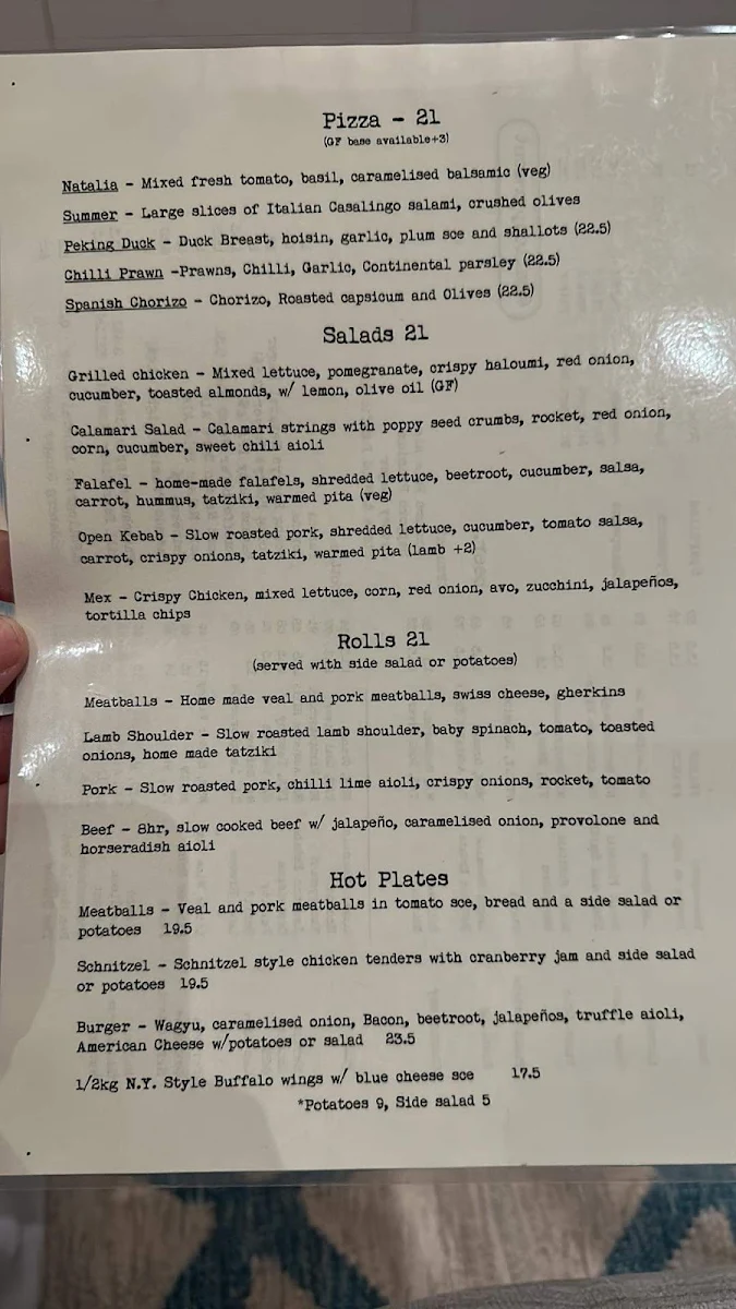 Menu, Gallon