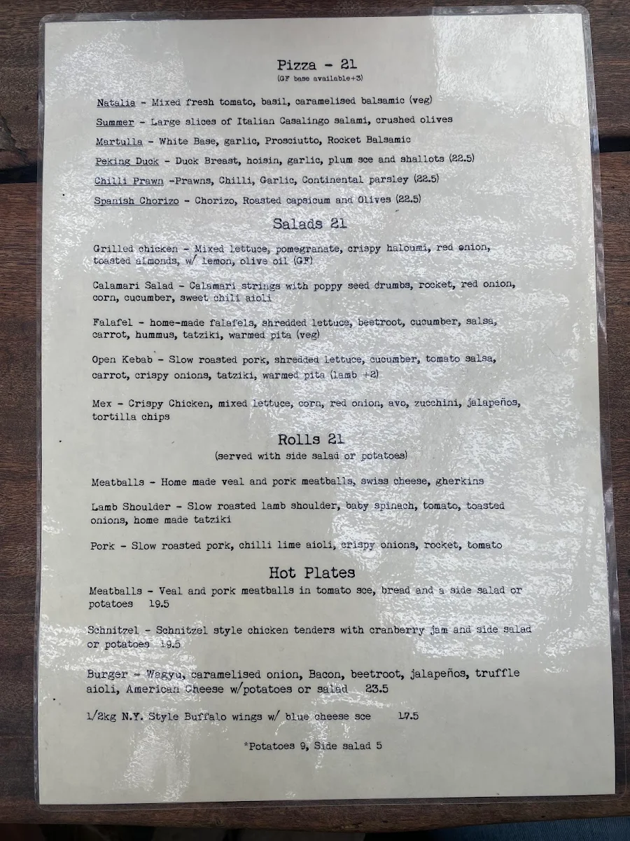 Menu, Gallon