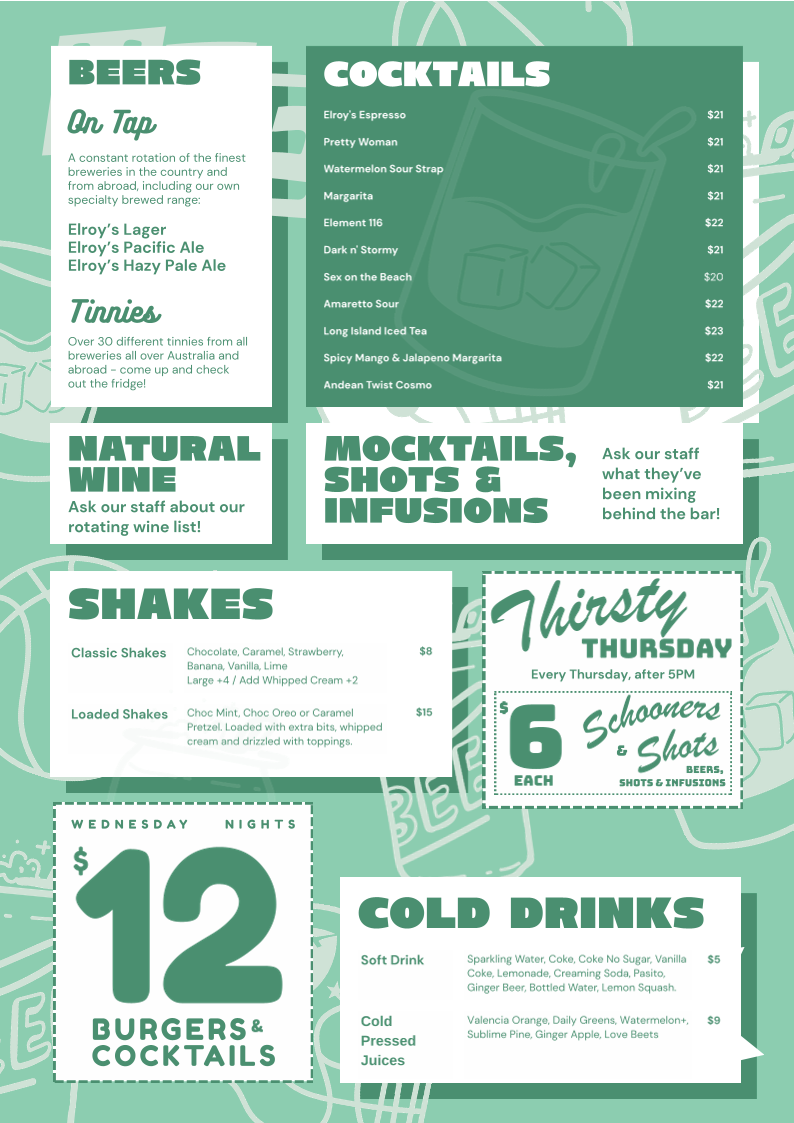 Menu, His Boy Elroy