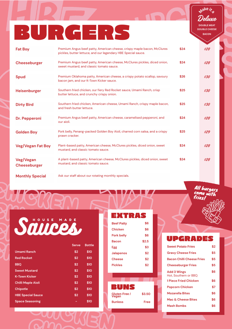 Menu, His Boy Elroy