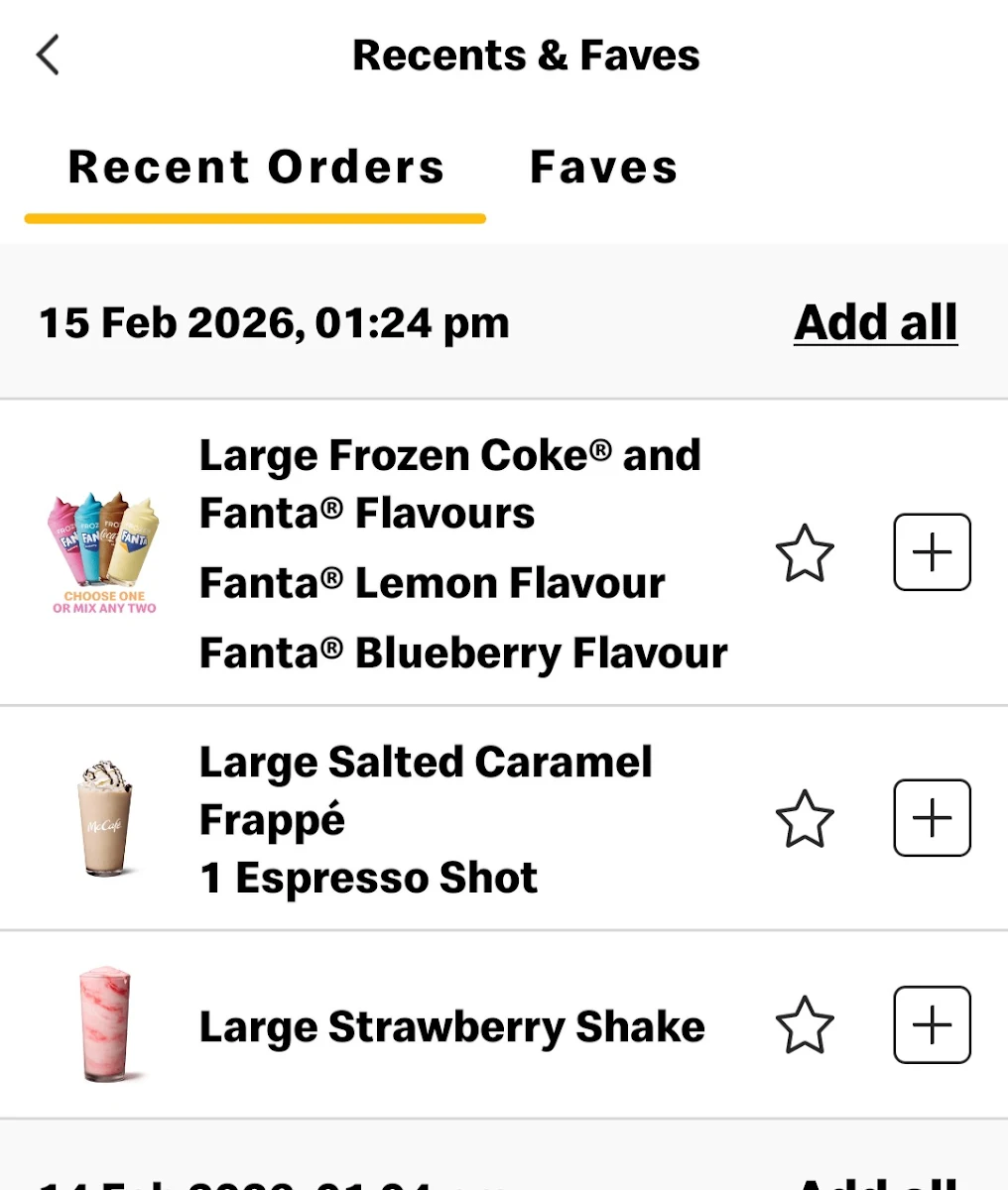 Menu, McDonald's