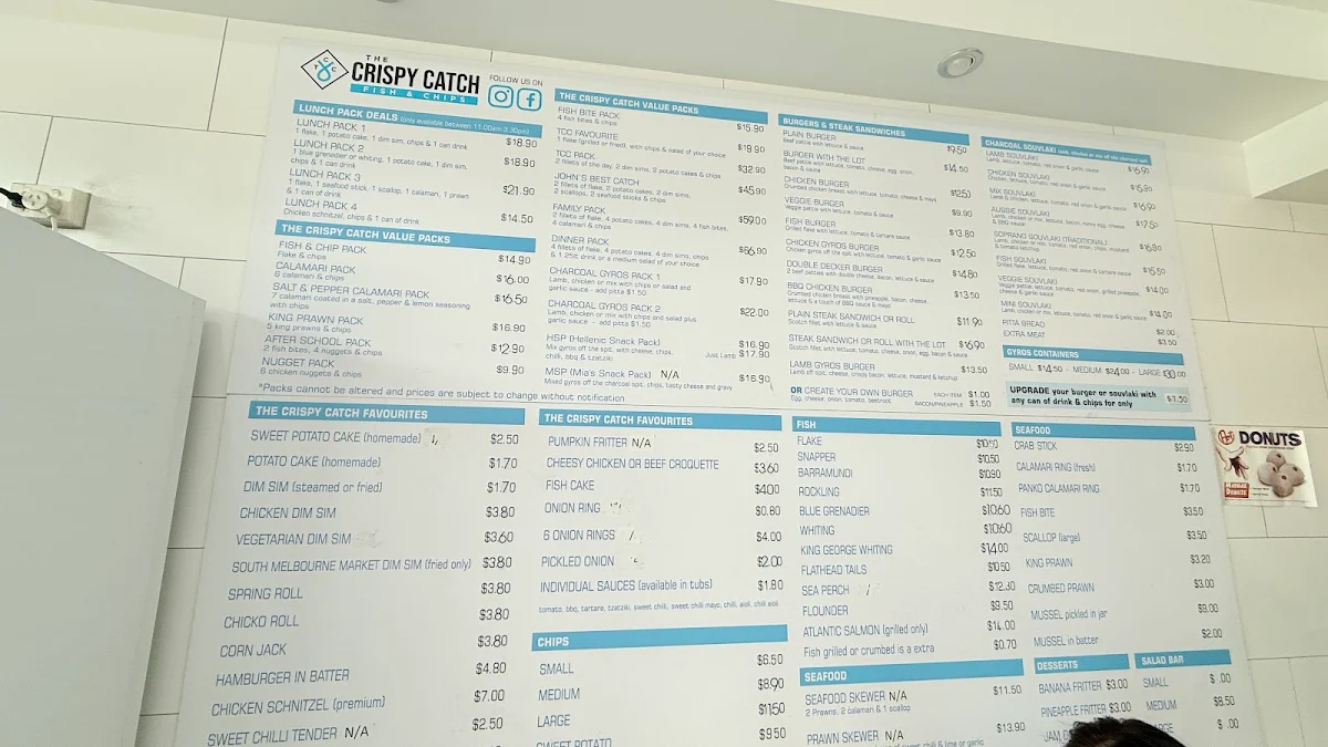 Menu, The Crispy Catch Fish & Chips - MOUNT WAVERLEY