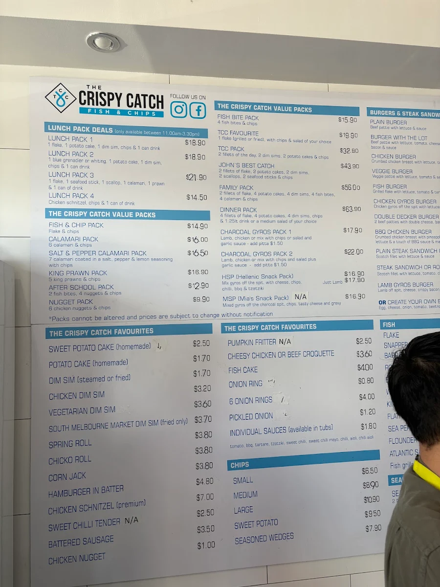 Menu, The Crispy Catch Fish & Chips - MOUNT WAVERLEY