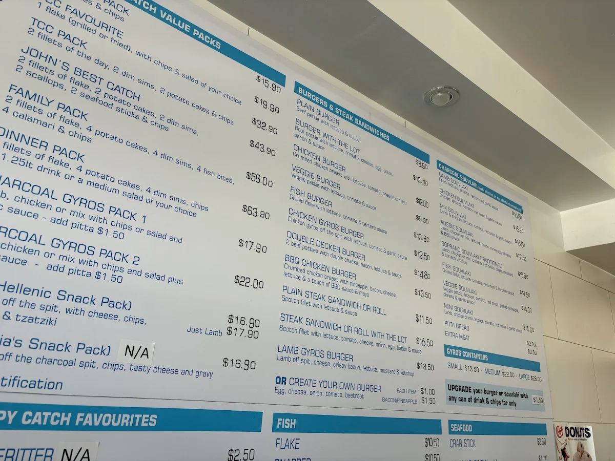 Menu, The Crispy Catch Fish & Chips - MOUNT WAVERLEY