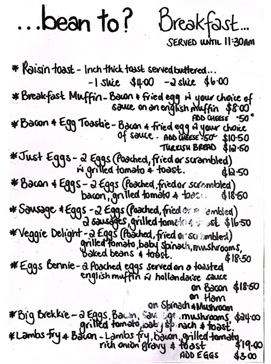 Menu, Bean to