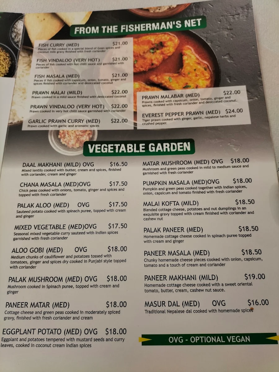 Menu, Mountain Gate Indian and Nepalese Restaurant