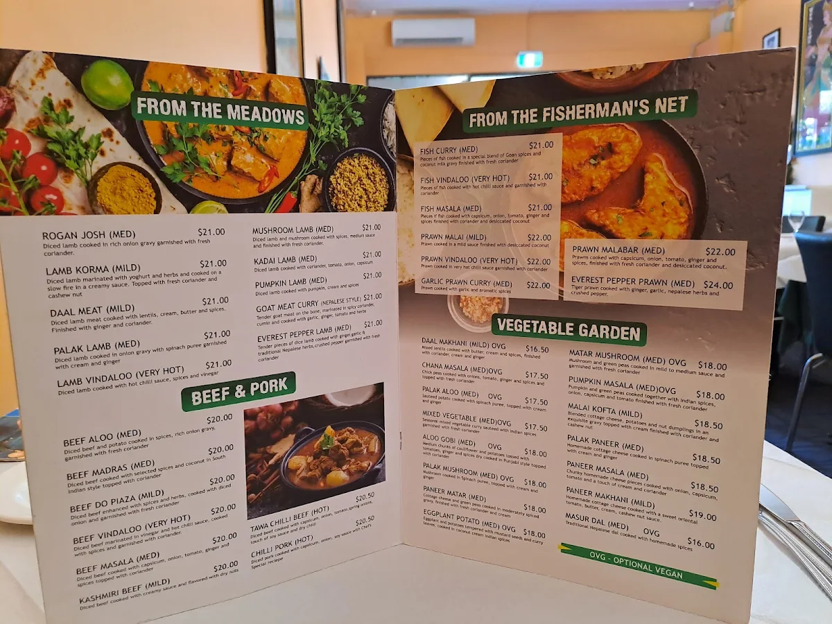 Menu, Mountain Gate Indian and Nepalese Restaurant