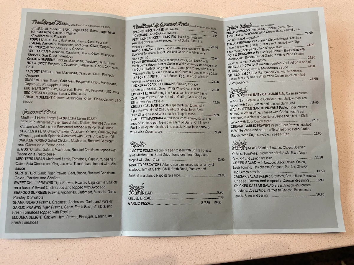 Menu, il Gusto Italian Restaurant and Pizza