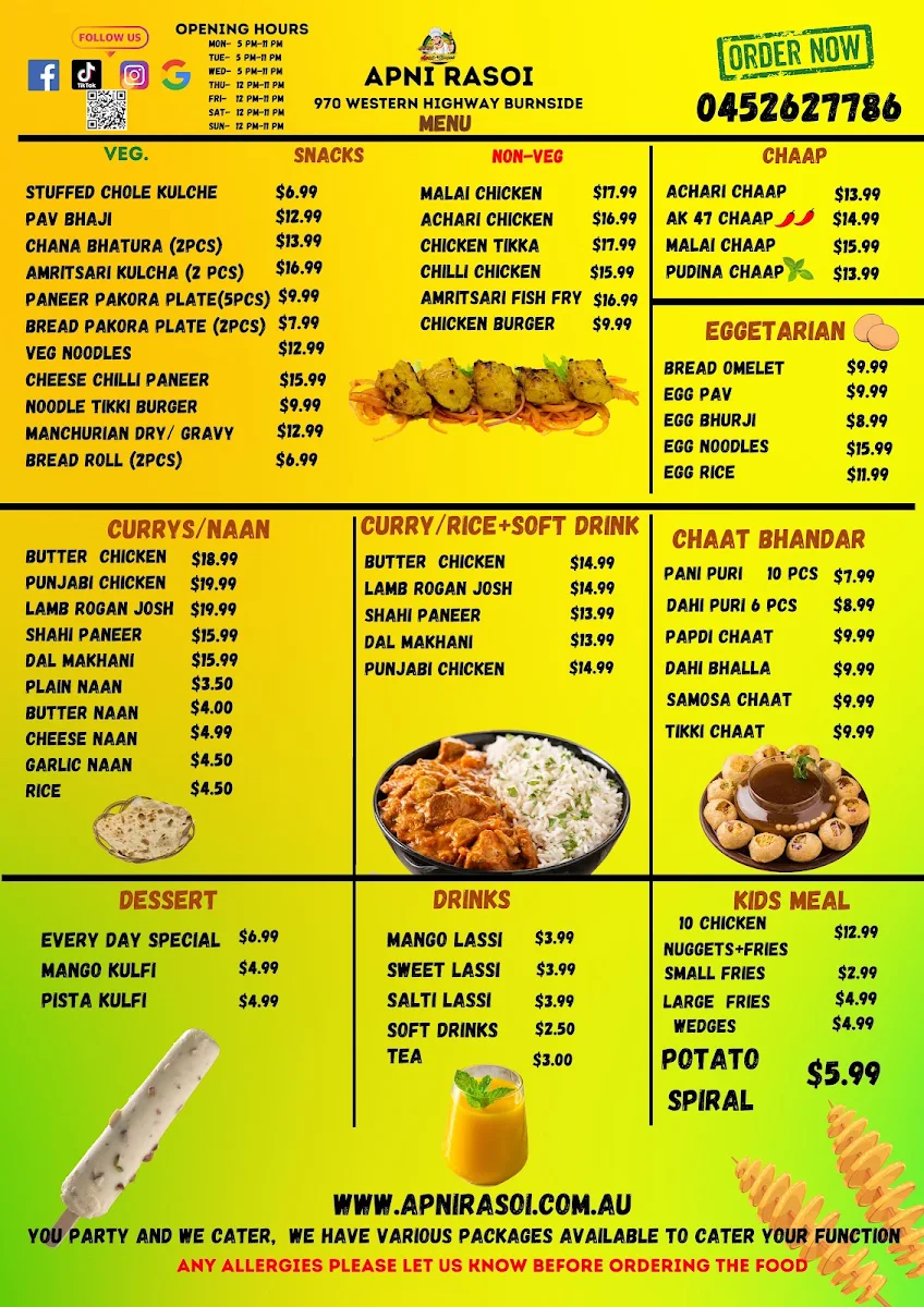 Menu, Apni Rasoi