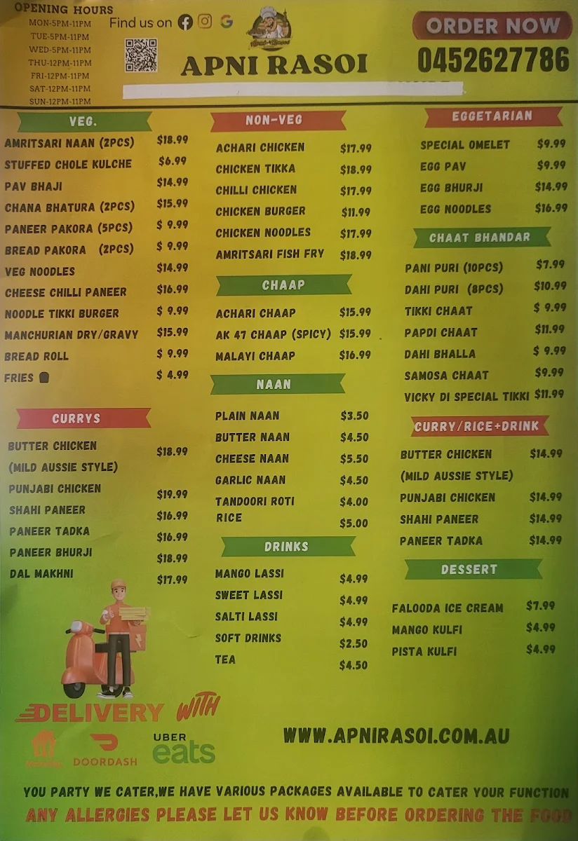 Menu, Apni Rasoi