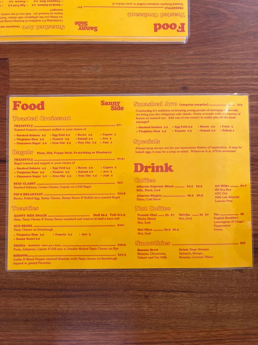 Menu, Sanny Side