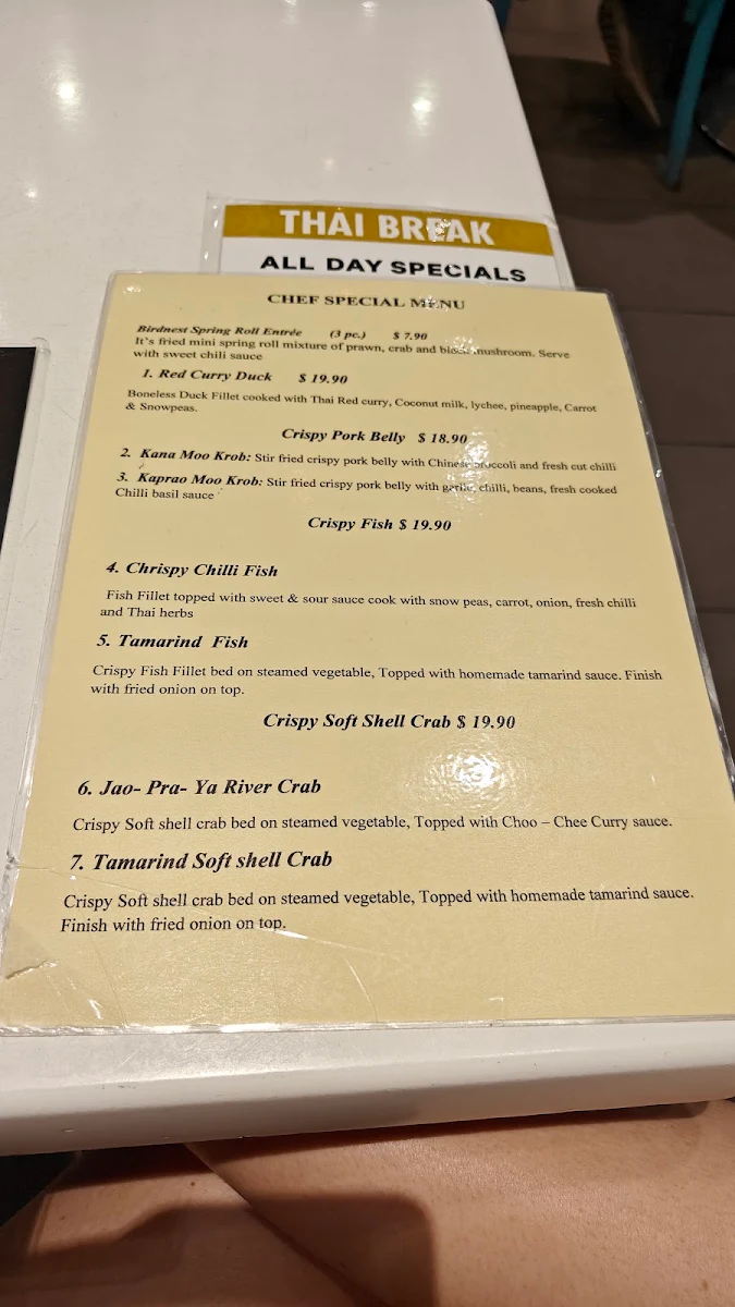 Menu, Thai Break