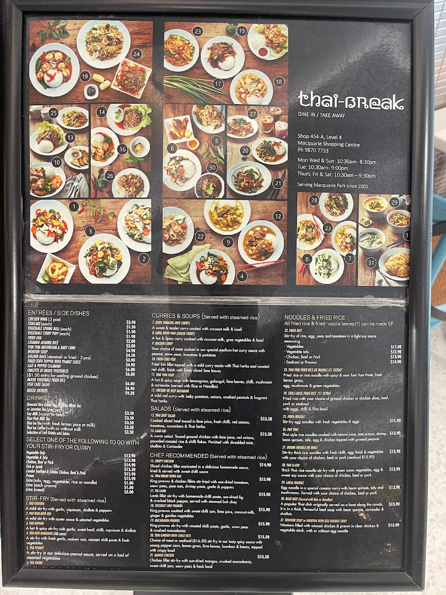 Menu, Thai Break